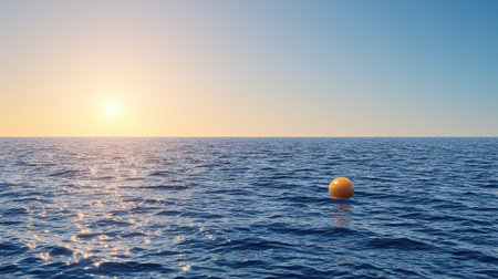 Bright buoy floating in sparkling water under the sun, capturing the essence of financial analysis with profit and loss graphs.の素材