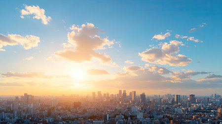 list  Dynamic cityscape with vibrant colors, split perspective, nostalgic bold clarity style, under bright daylight, Convey energy and excitement for photo.の素材