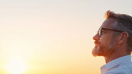 pursuit of success and growth, minimalist POV shot in bright white light, side profile view, Inspiring achievement vibes.の素材