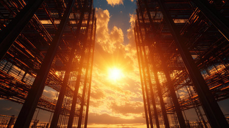 a scene drenched in brilliant amber hues, bathed in sunbeam lighting, and framed from a dynamic dutch angle with an upside-down twist, evoking a sense of refinement and rejuvenation.の素材