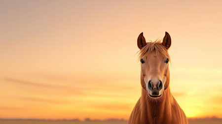 Capture the charm of endearing animals in a low-angle shot under a vibrant sunset orange sky, Illuminate them with clear daylight for bold clarity and a top-down view, highlighting their precious nature.の素材