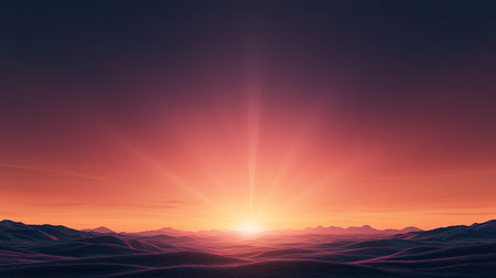 Create a minimalist artwork featuring a trendy, up-to-date theme in bright magenta hues, Show delightful vibes with shimmering rays and a distant horizon, Capture the essence of modern style and appeal to consumers seeking the latest trends.の素材