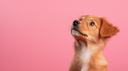 Capture endearing animals like adorable puppies and charming butterflies in a radiant studio setting, Show playful interactions with vivid pink tones and bright side lighting for a delightful position.の素材