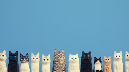Create a minimalist world filled with adorable animals, vibrant in electric blue accents and bright depth-focused brilliance.の素材