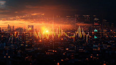 Create a vibrant chart showcasing diverse visual elements like diagrams and plots, bathed in radiant uplifting light and intense spotlight from an unexpected angle, Capture a sense of serenity and depth in a flat lay position.の素材