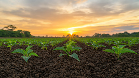 Glow in vibrant lime, bask in morning radiance from a wide angle, showcasing growth, milestones, and continuous improvement, Add depth with forced perspective.の素材