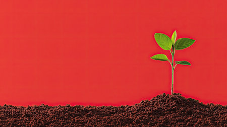 Bright red hues, hopeful vibes, side lighting, forced perspective, Embrace growth and advancement.の素材