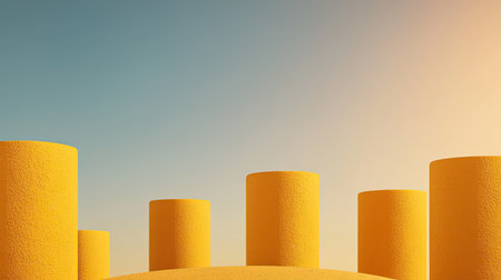 A scene bathed in bright yellow hues under crisp sunlight, symbolizing growth and achievement through continuous improvement, Show the joy of reaching new milestones with through-the-object perspective.の素材