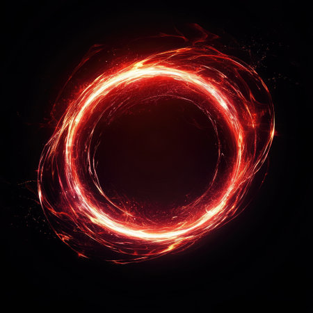 Abstract shockwave ring from center with bright glow fadingの素材