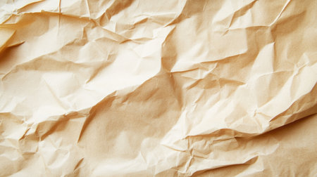 Close-up top view of kraft paper texture showing rough fibrous surface and light brown hues, natural and eco-friendly feel with ample empty spaceの素材