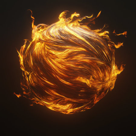 Dramatic fireball with high detail flame trails in D render styleの素材