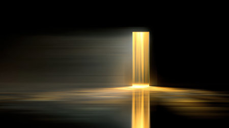 A captivating image of a glowing door in a dark space, inviting viewers to explore themes of hope, new beginnings, and endless possibilities in their journey.の素材