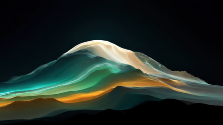 Stunning abstract mountain landscape art featuring fluid colors and dynamic light effects. Perfect representation of nature's beauty, ideal for creativity and inspiration.の素材