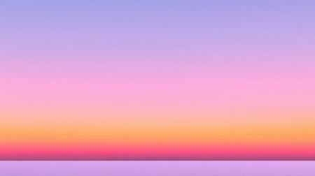 A stunning gradient sky at sunset transitions softly from lavender to pink and orange, creating a tranquil atmosphere over a calm water surface, a pure visual delight.の素材