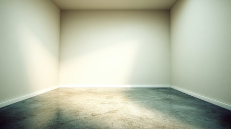 An empty room in natural light, featuring a bare concrete floor and wall. The minimalistic space evokes feelings of tranquility and inspiration for various projects.の素材