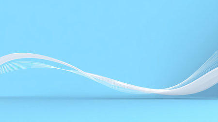 A minimalistic design featuring smooth white waves over a light blue background, evoking feelings of calmness and serenity. Perfect for modern design projects.の素材