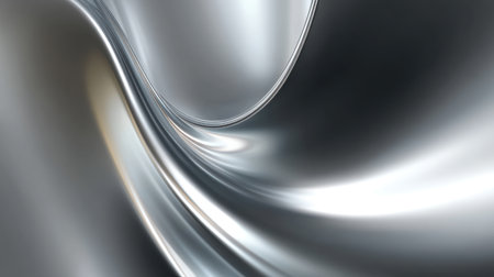 Abstract image of a smooth metallic surface showcasing soft reflections and flowing curves, perfect for modern design projects and elegant backgrounds.の素材
