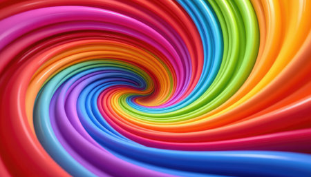 This captivating image features a dynamic swirl of vibrant colors arranged in a spiral pattern, evoking feelings of energy and joy.の素材