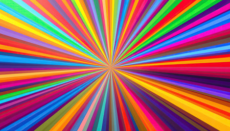 Experience a stunning visual of vibrant rays radiating outward in a dynamic burst of color. This abstract design showcases a joyful blend of hues, perfect for use in creative projects.の素材