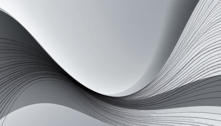 This abstract wave design features smooth flowing lines in monochrome tones, creating an elegant and modern backdrop for various creative projects and concepts.の素材