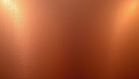 This image showcases a smooth copper texture illuminated by soft light, providing a warm and elegant background suitable for various design projects.の素材