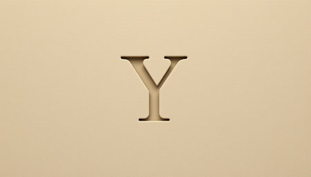 This image showcases a refined minimalist design featuring a stylized letter Y set against a soft beige background, perfect for artistic and branding uses.の素材