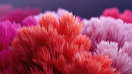 A visually striking abstract depiction of coral textures in lively shades of pink and red, showcasing intricate details and a soft gradient background.の素材