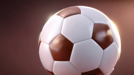 A close-up view of a traditional soccer ball featuring classic black and white panels. The soft background enhances the design and texture of the ball, emphasizing its role in sports and recreation. Perfect for illustrating themes of teamwork and athleticism.の素材