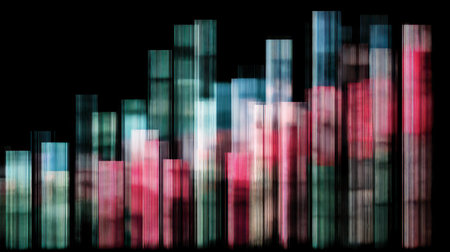 A striking abstract visual featuring colorful vertical bars, creating a lively and dynamic effect against a dark background, ideal for creative projects or modern presentations.の素材