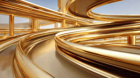 A stunning abstract representation of golden curves creates a feeling of luxury and elegance, perfect for modern design concepts and artistic visuals.の素材