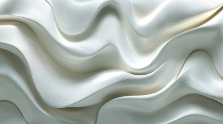 This image features a smooth flowing white fabric texture. The abstract waves and curves create an elegant and modern aesthetic suitable for various design needs.の素材
