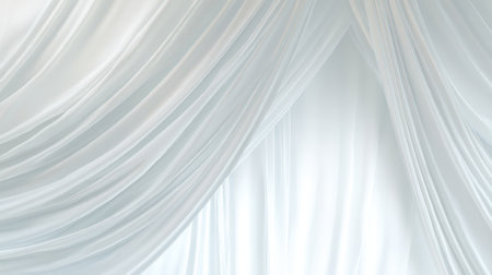 A beautiful arrangement of white drapery fabric with soft waves creates an elegant and serene atmosphere, perfect for various design and decoration purposes.の素材