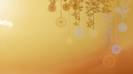 Explore a serene abstract background featuring dreamcatchers with an ethereal glow, ideal for projects focused on peace, tranquility, and spiritual themes.の素材