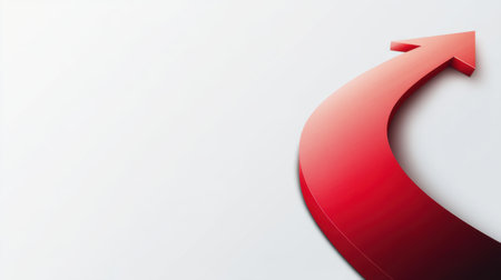 A vivid red arrow symbolizes movement and direction, emphasizing the themes of progress and growth. Ideal for business, marketing, and motivational contexts.の素材