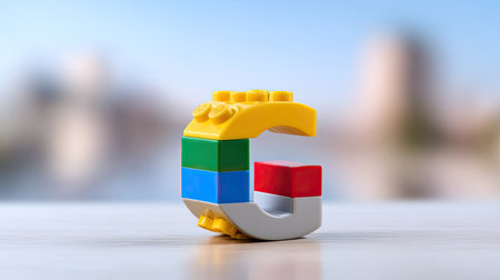 A colorful letter g made from building blocks, showcasing creativity and playfulness. this vibrant design captures attention and inspires imagination, perfect for educational or decorative purposesの素材