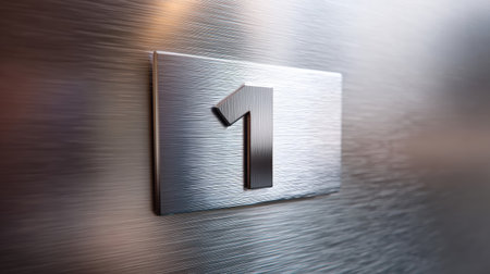 A closeup of number one engraved on brushed metal surface, showcasing sleek and modern design that adds touch of elegance to any space. reflective quality enhances its visual appealの素材