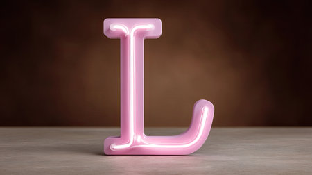 A closeup of neon pink letter l glowing softly, creating warm and inviting atmosphere. letter is set against dark background, enhancing its vibrant color and designの素材