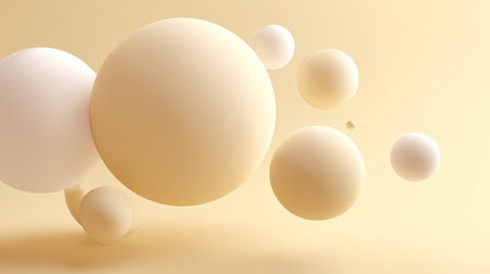 A minimalist composition featuring soft, round shapes in warm color palette. spheres vary in size and create sense of depth and tranquility, perfect for modern design aestheticsの素材