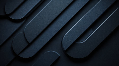 This image features a dark blue abstract background showcasing smooth curved lines and shapes, creating a modern and elegant design perfect for various digital projects.の素材