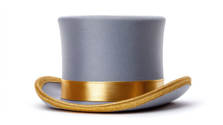 This elegant grey top hat features a luxurious golden ribbon, making it a perfect accessory for formal occasions and celebrations. Its classic design adds sophistication and charm to any outfit.の素材