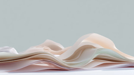 A captivating abstract image featuring soft layers of paper flowing gracefully in muted tones, set against a light backdrop, perfect for creative projects.の素材
