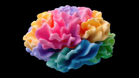 This image showcases a vibrant foam sculpture featuring colorful ruffles and smooth textures, ideal for artistic and contemporary design inspiration.の素材