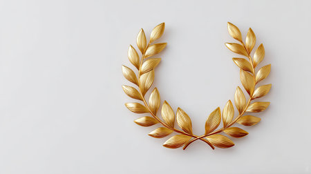 A stunning golden laurel wreath design, perfect for symbolizing achievement and recognition. Ideal for award ceremonies, decorative themes, and artistic uses.の素材