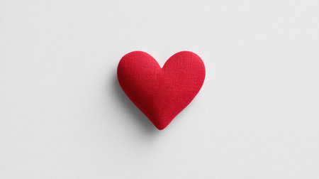 This soft red heart shape on a white background embodies love and affection, perfect for romantic art and designs that celebrate connection and emotion.の素材