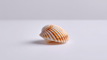 This image features a beautifully detailed shell showcasing intricate natural patterns against a clean white background. Ideal for coastal themes.の素材