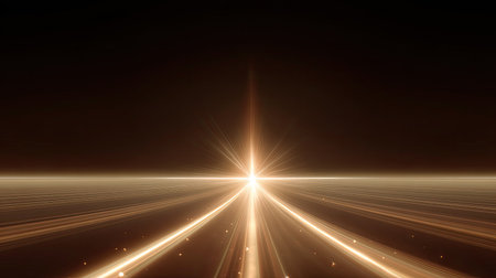 This captivating image features a radiant light beam piercing through a dark horizon, creating a mesmerizing atmosphere of energy and movement.の素材