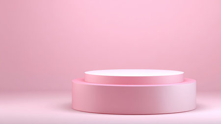 This minimalist pink display platform offers a stylish backdrop for product presentation. Its soft hues create an elegant and modern aesthetic, perfect for branding.の素材