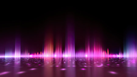 A visually stunning abstract representation of colorful light bars creating dynamic wave patterns. Ideal for background designs and creative projects.の素材