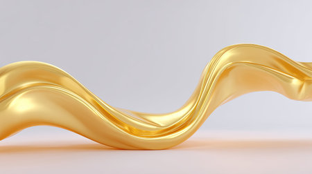 This image features a smooth and glossy golden wave shape, creating an elegant and refined visual appeal suitable for modern art and creative projects.の素材