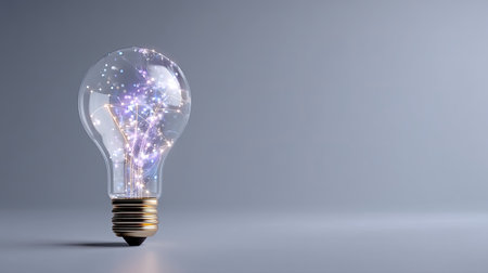 A captivating light bulb with glowing elements, set against a minimalist background. This image embodies creativity, innovation, and modern design, perfect for inspirational projects.の素材